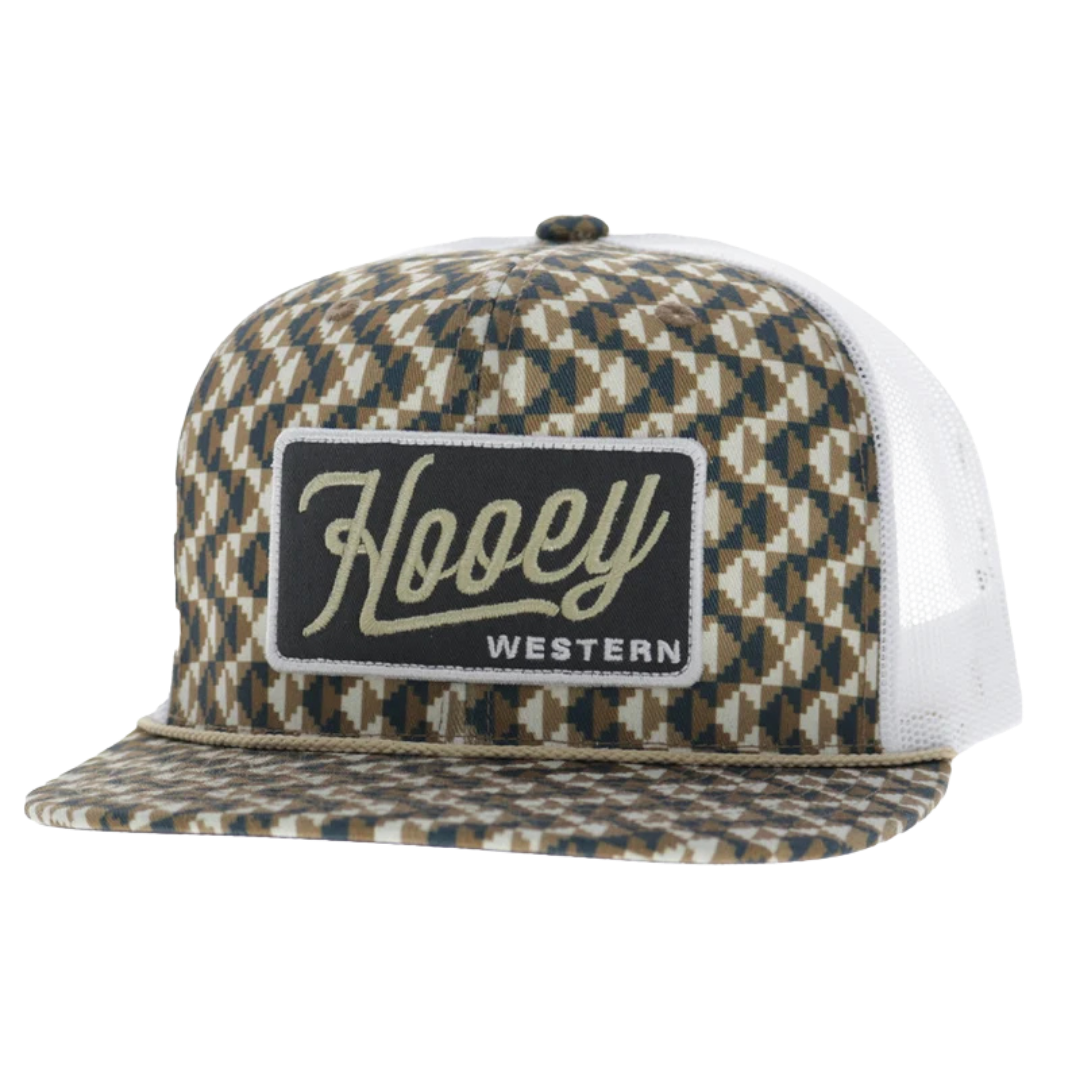 Hooey Lakota Tan & White Geo Print Trucker Cap 2648T-TNWH