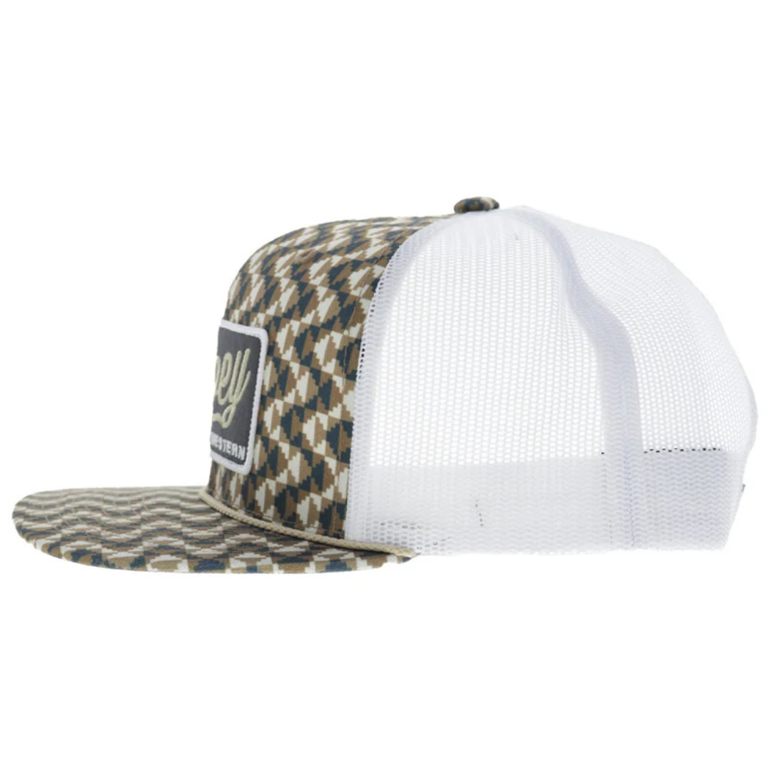 Hooey Lakota Tan & White Geo Print Trucker Cap 2648T-TNWH