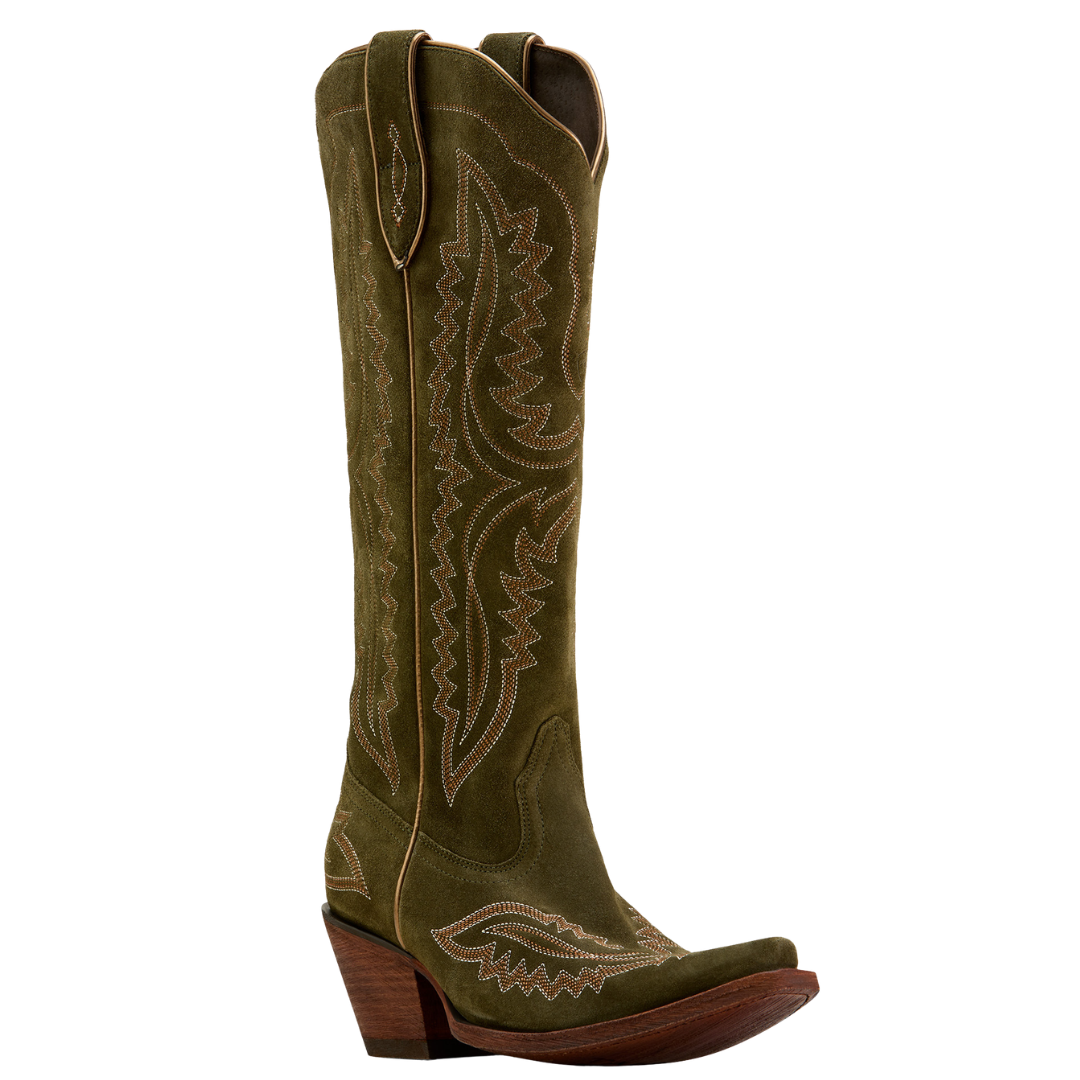 Ariat Ladies Casanova Soft Olive Suede X Toe Western Boot 10074323
