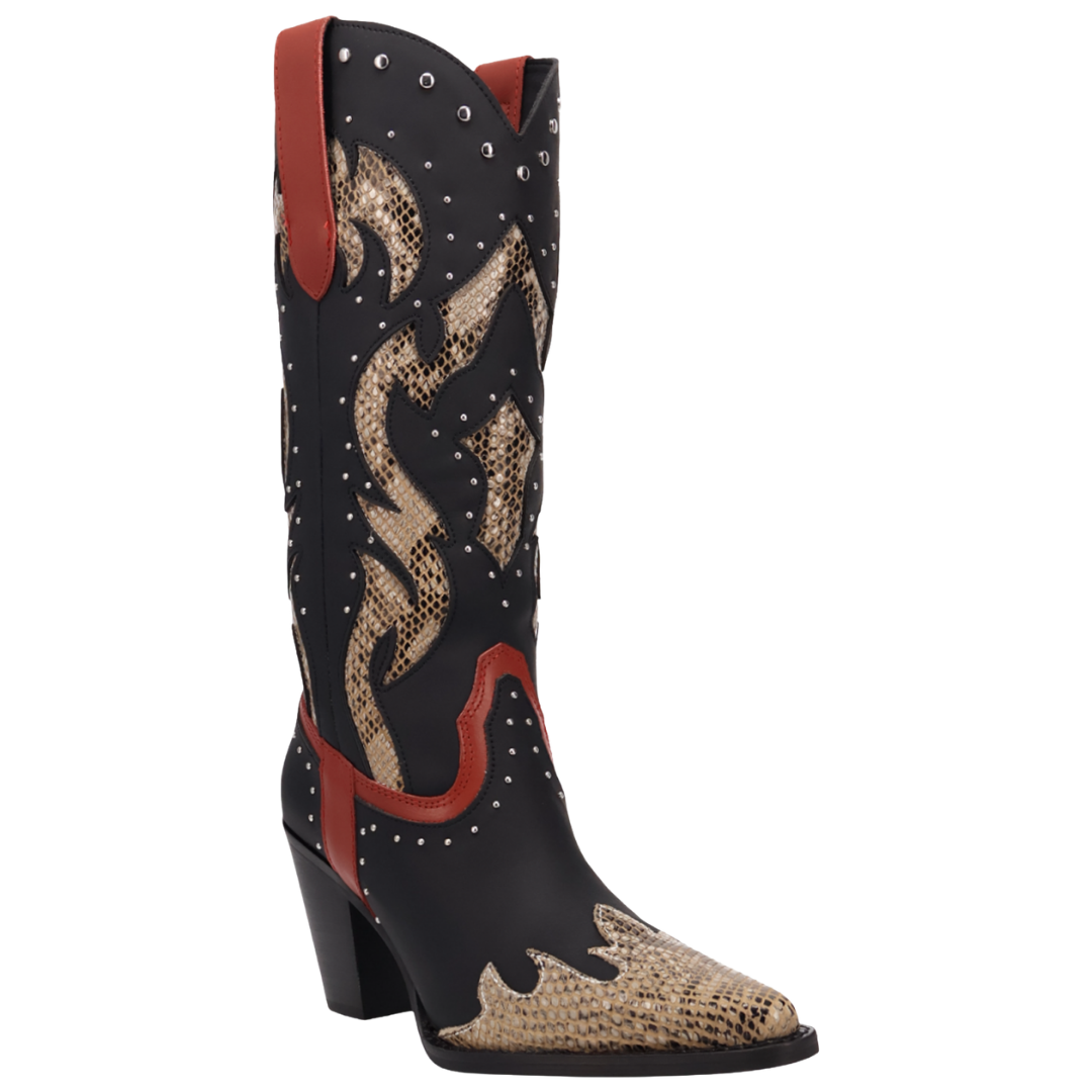 Dingo Ladies Untamed Black Snake Print Leather Boot DI2463-BK