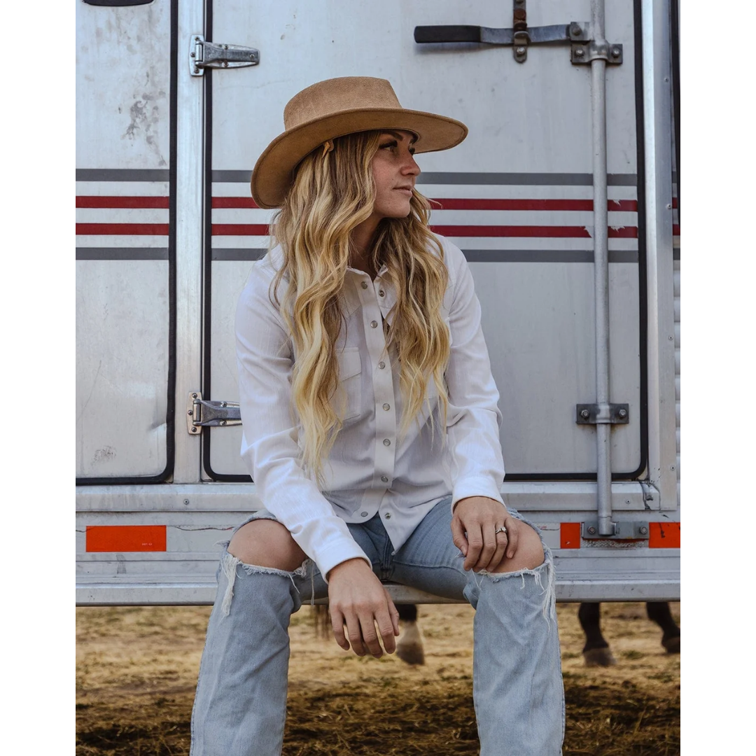 Outback Trading Ladies Kat White Snap Shirt 42246-WHI