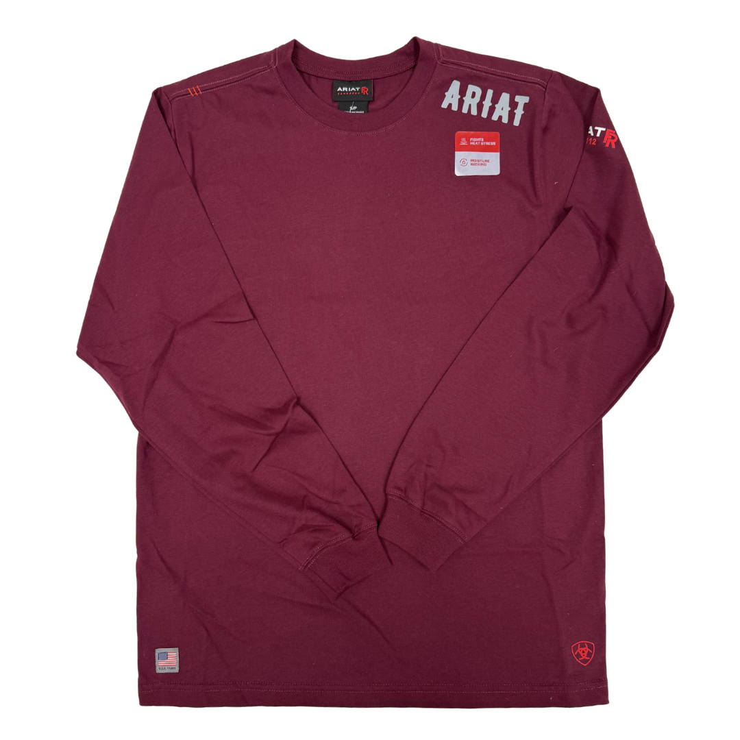 Ariat Men's FR Work Hard Live Free Burgundy T-Shirt 10079791