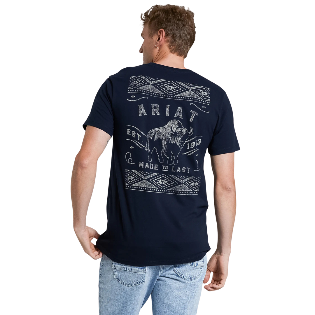 Ariat Men's Southwest Bison New Navy T-Shirt 10082626