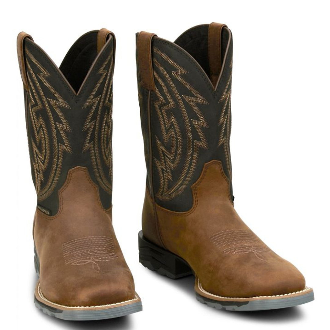 Justin Men's Lytle Brown & Black Leather Steel Toe Work Boot MV4591