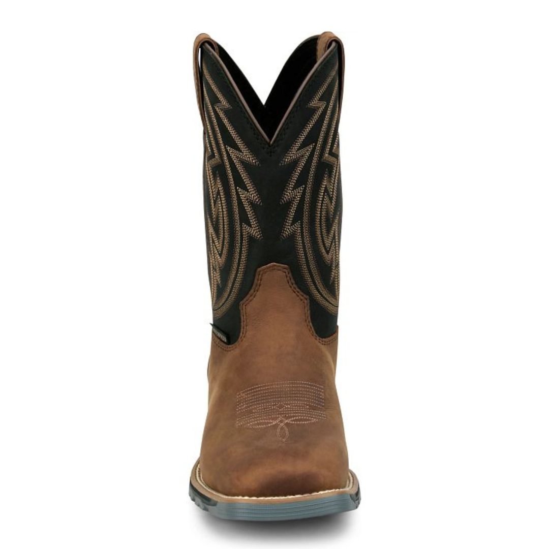 Justin Men's Lytle Brown & Black Leather Steel Toe Work Boot MV4591