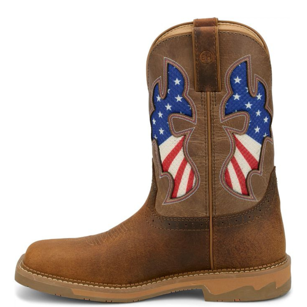 Justin Men's Bolt Brown & USA Flag Soft Toe Work Boot SE4136