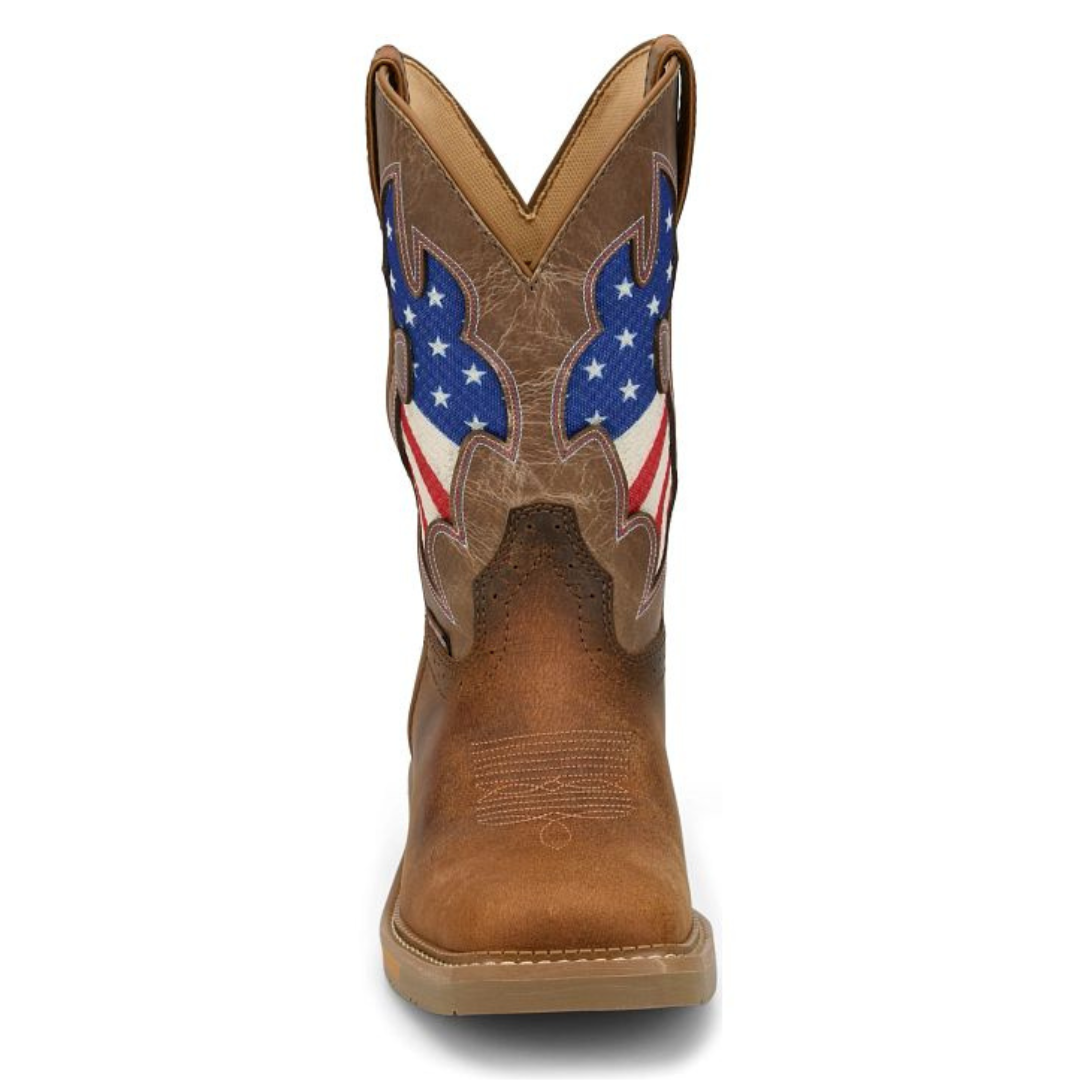Justin Men's Bolt Brown & USA Flag Soft Toe Work Boot SE4136