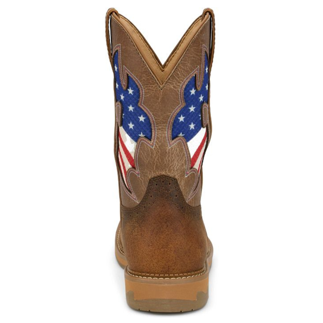 Justin Men's Bolt Brown & USA Flag Soft Toe Work Boot SE4136