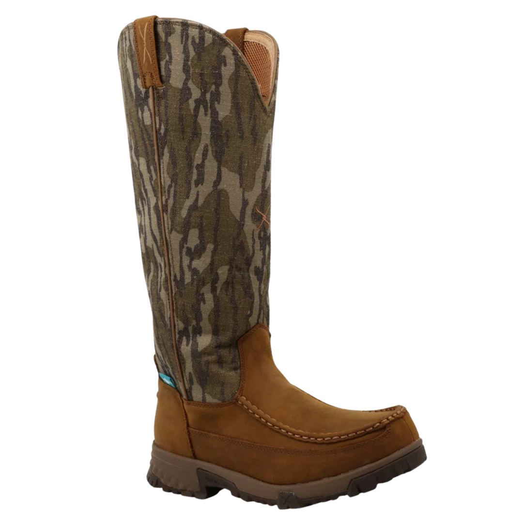 Twisted X Men's Mossy Oak® Camo & Brown Leather 17" Snake Boot MXCBWS1