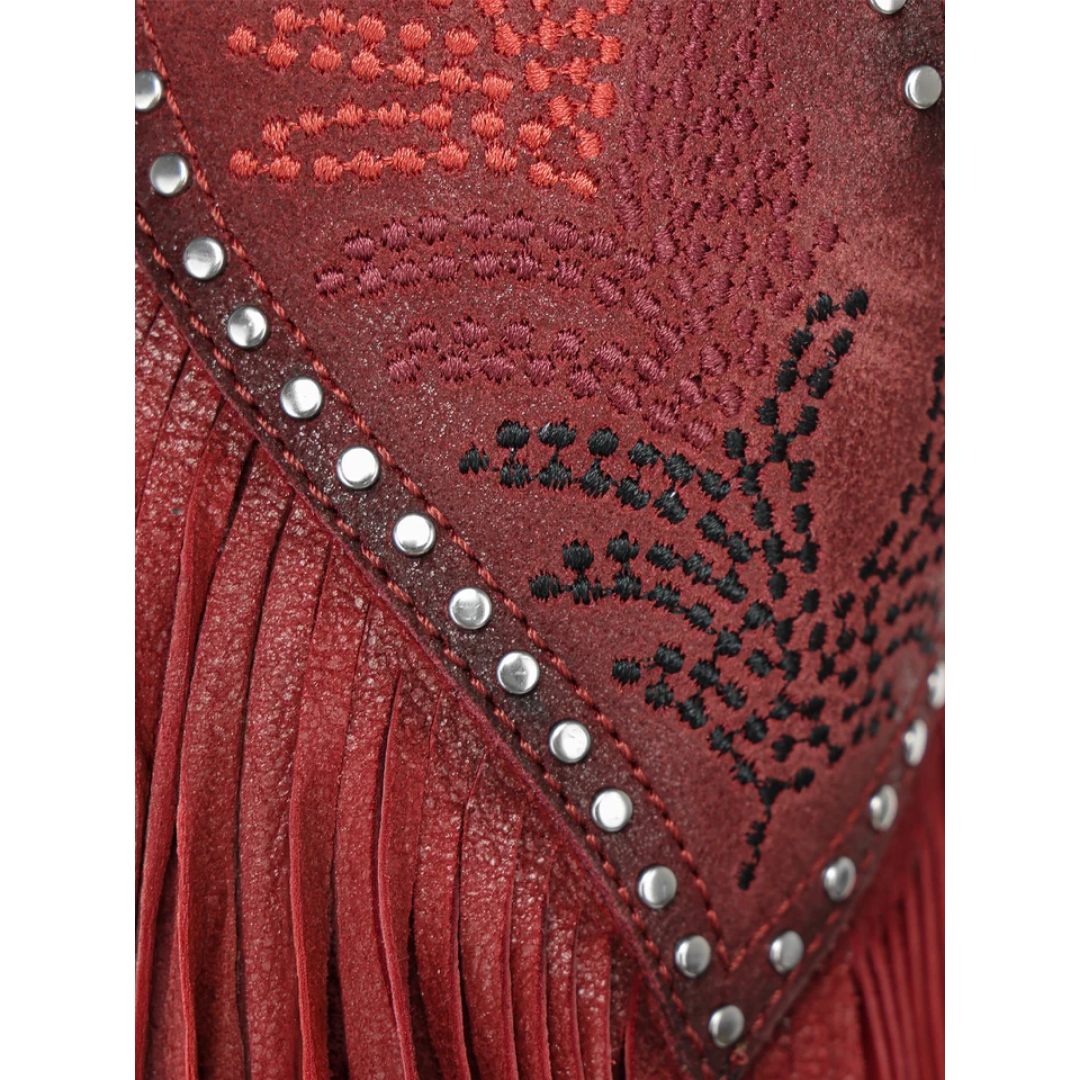 Corral Ladies Red Overlay & Embroidery Fringe Tall Top Western Boot A5245