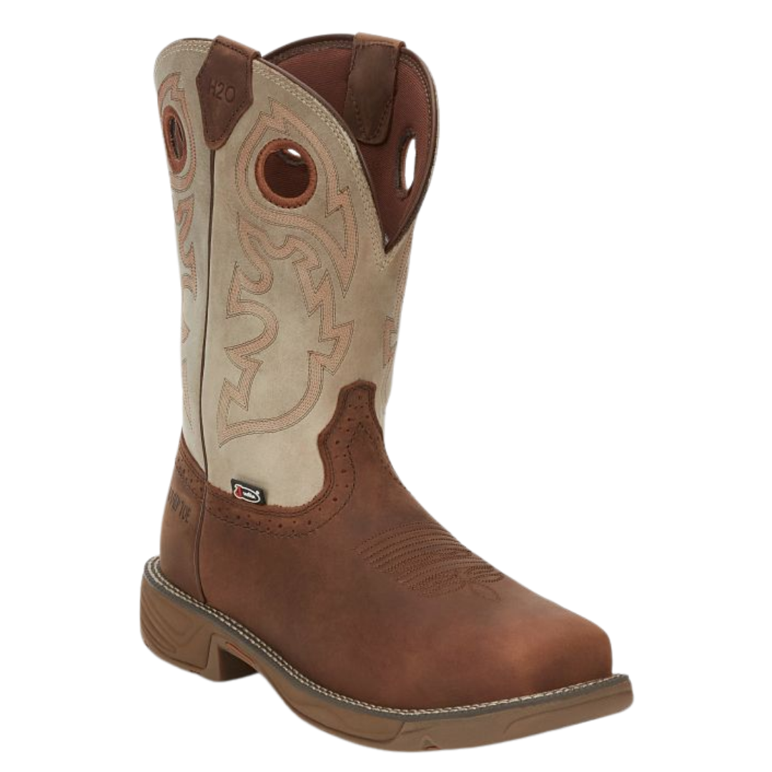 Justin Men's Rush 11" Rust Tan Waterproof Square Nano Comp Toe Work Boot WK4338