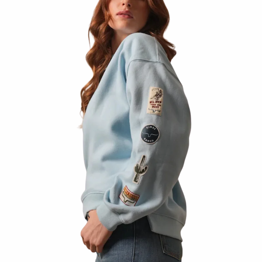 Kimes Ranch Ladies Saguaro Patch Faded Denim Pullover WSW0000013-BL009