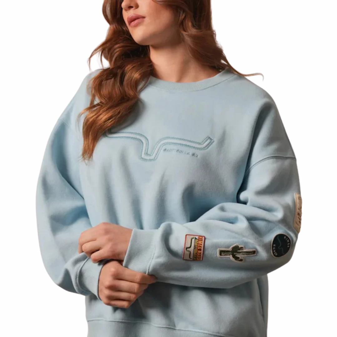 Kimes Ranch Ladies Saguaro Patch Faded Denim Pullover WSW0000013-BL009