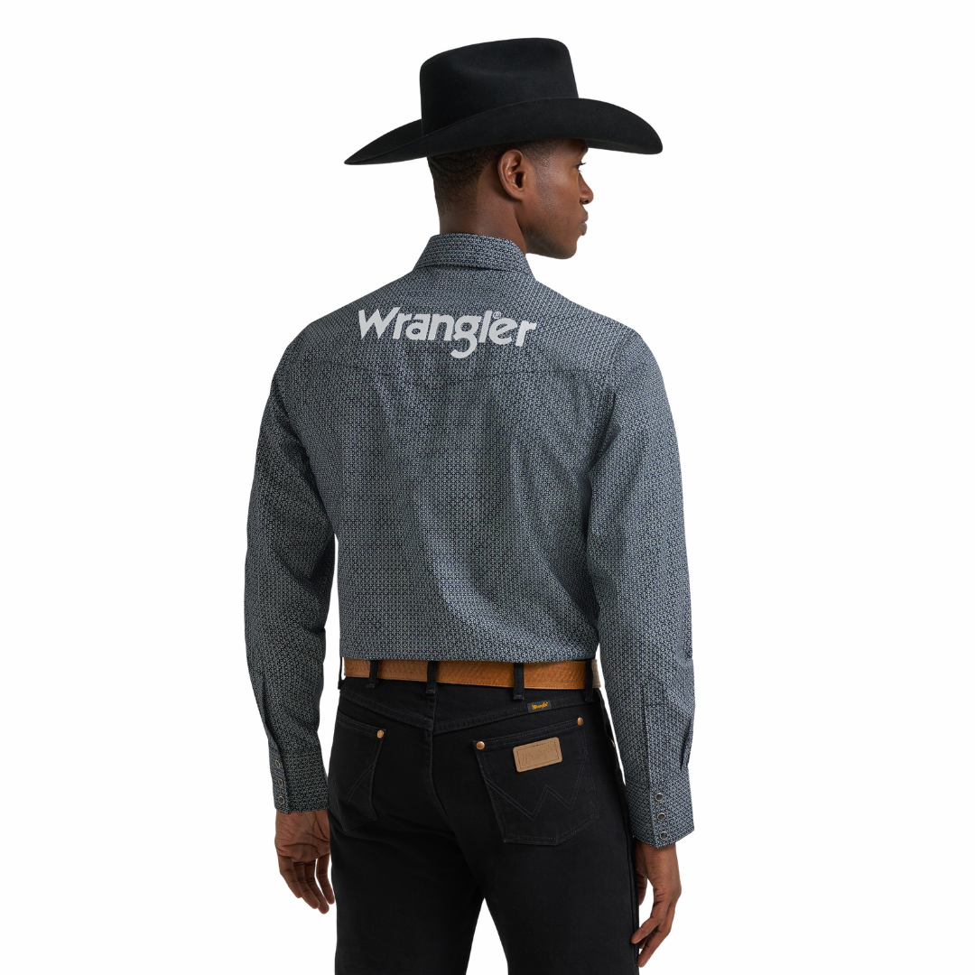 Wrangler Men's Black Printed Logo Snap Button Shirt 112385929