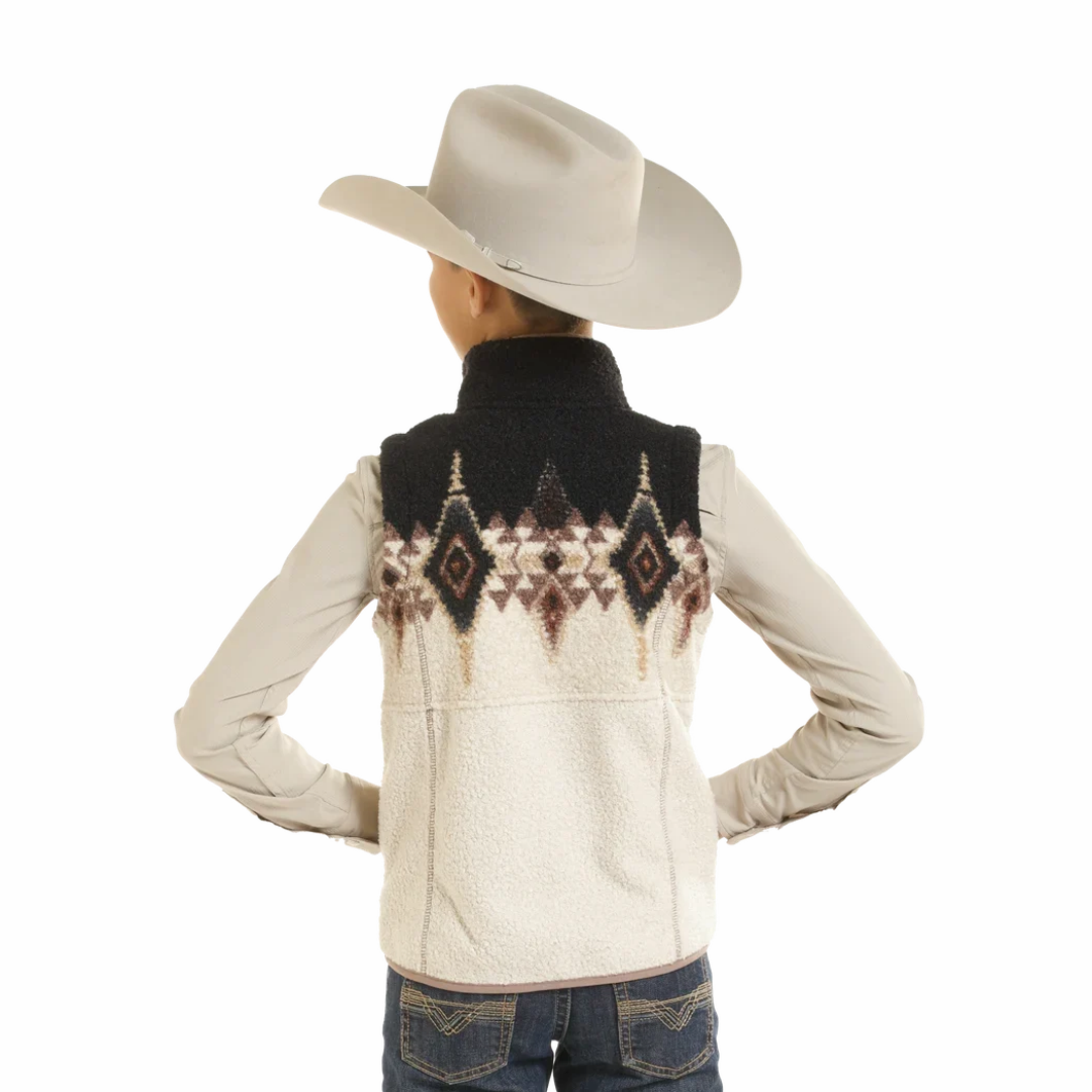 Powder River Outfitters Youth Boy's Sierra Black Border Print Vest DB98C09253