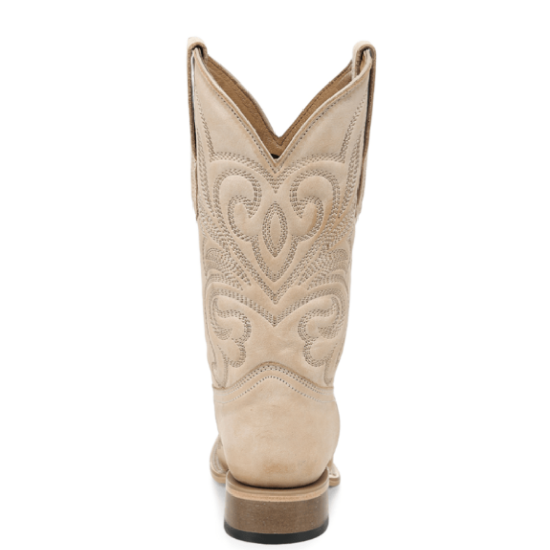 Circle G Ladies Bone Curved Embroidery Pattern Wide Square Toe Boot L6466