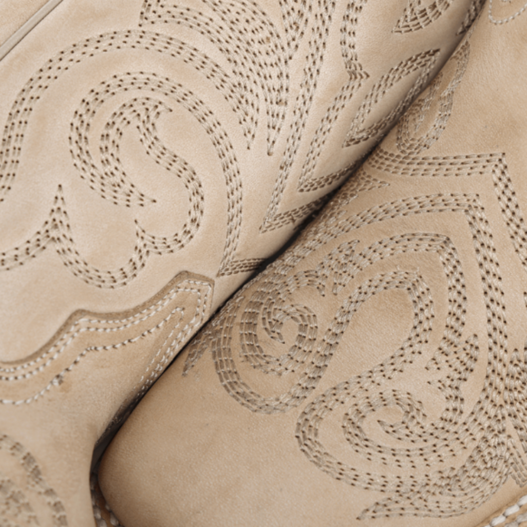 Circle G Ladies Bone Curved Embroidery Pattern Wide Square Toe Boot L6466