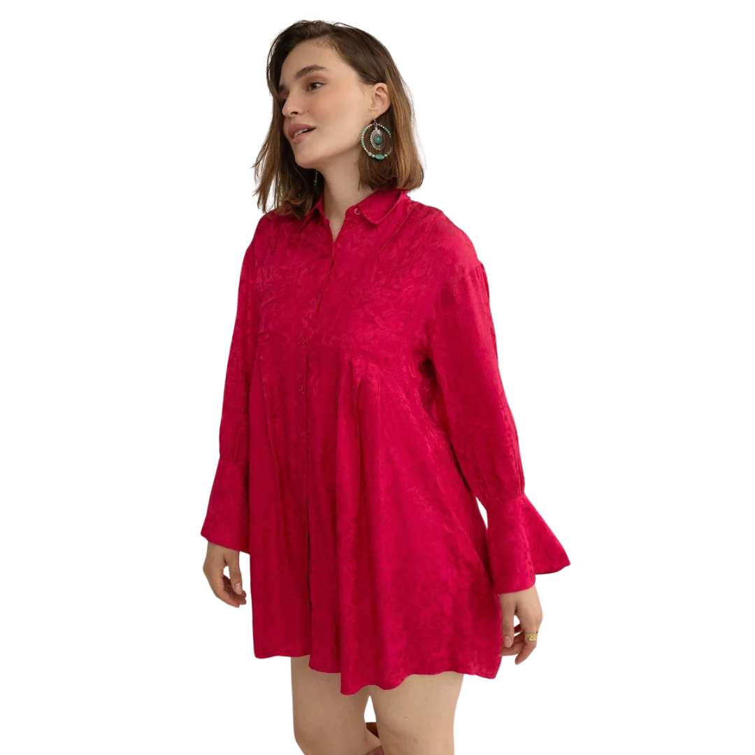 Myra Ladies The Elowen Belle Wine Pink Woven Mini Dress BWE-12527-D-A