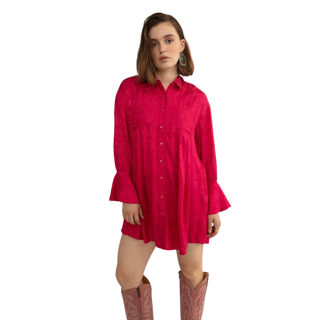 Myra Ladies The Elowen Belle Wine Pink Woven Mini Dress BWE-12527-D-A