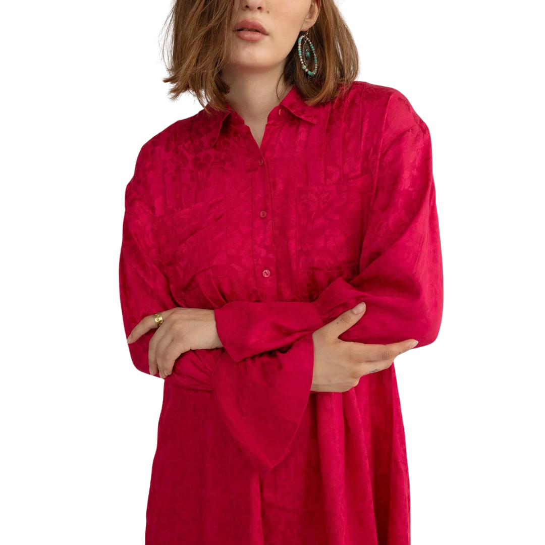 Myra Ladies The Elowen Belle Wine Pink Woven Mini Dress BWE-12527-D-A