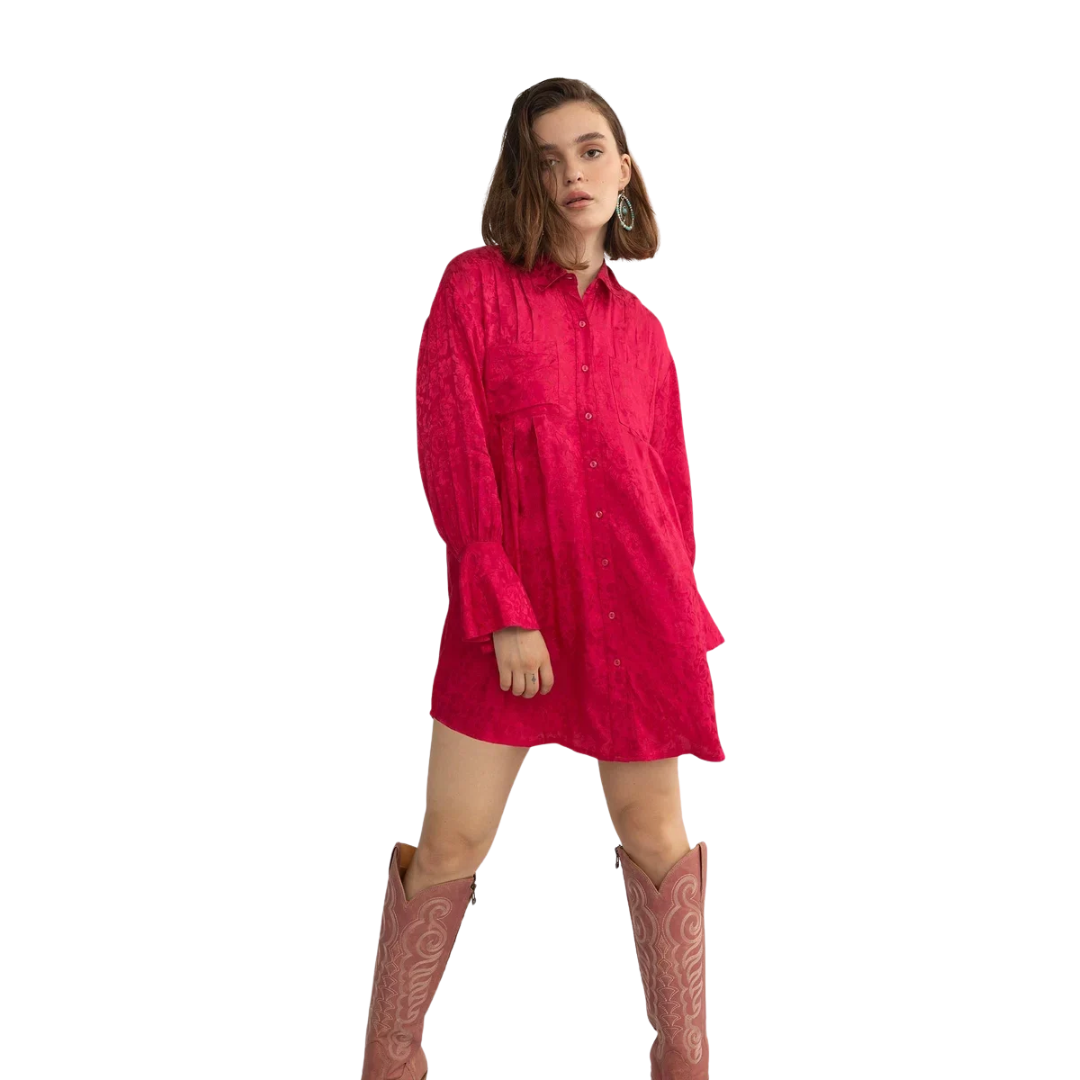 Myra Ladies The Elowen Belle Wine Pink Woven Mini Dress BWE-12527-D-A
