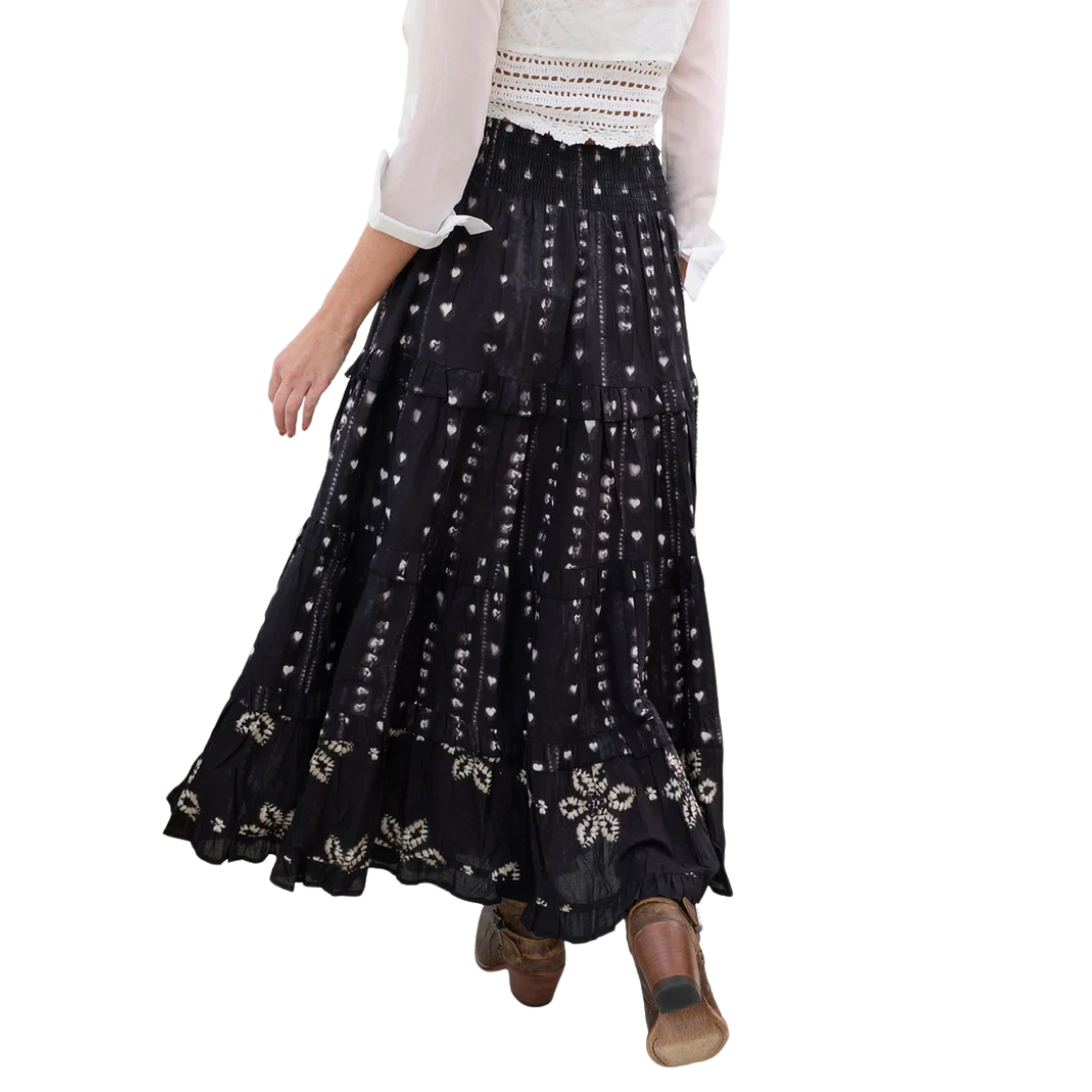 Myra Ladies Clover Noir Ink Black Cotton Maxi Skirt BWE-12530-SK