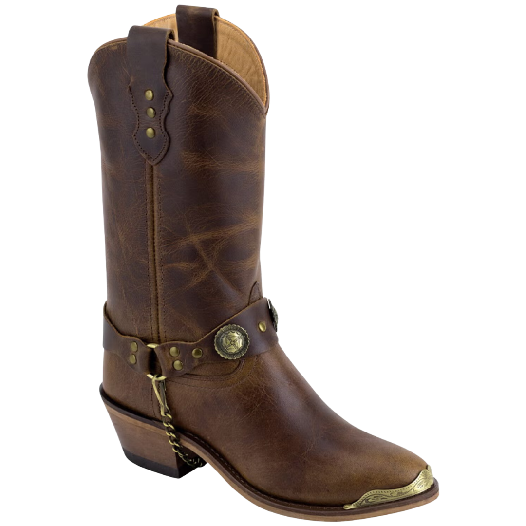 Old West by Jama Ladies Brown Leather Fashion Harness Western Boot OW2050L