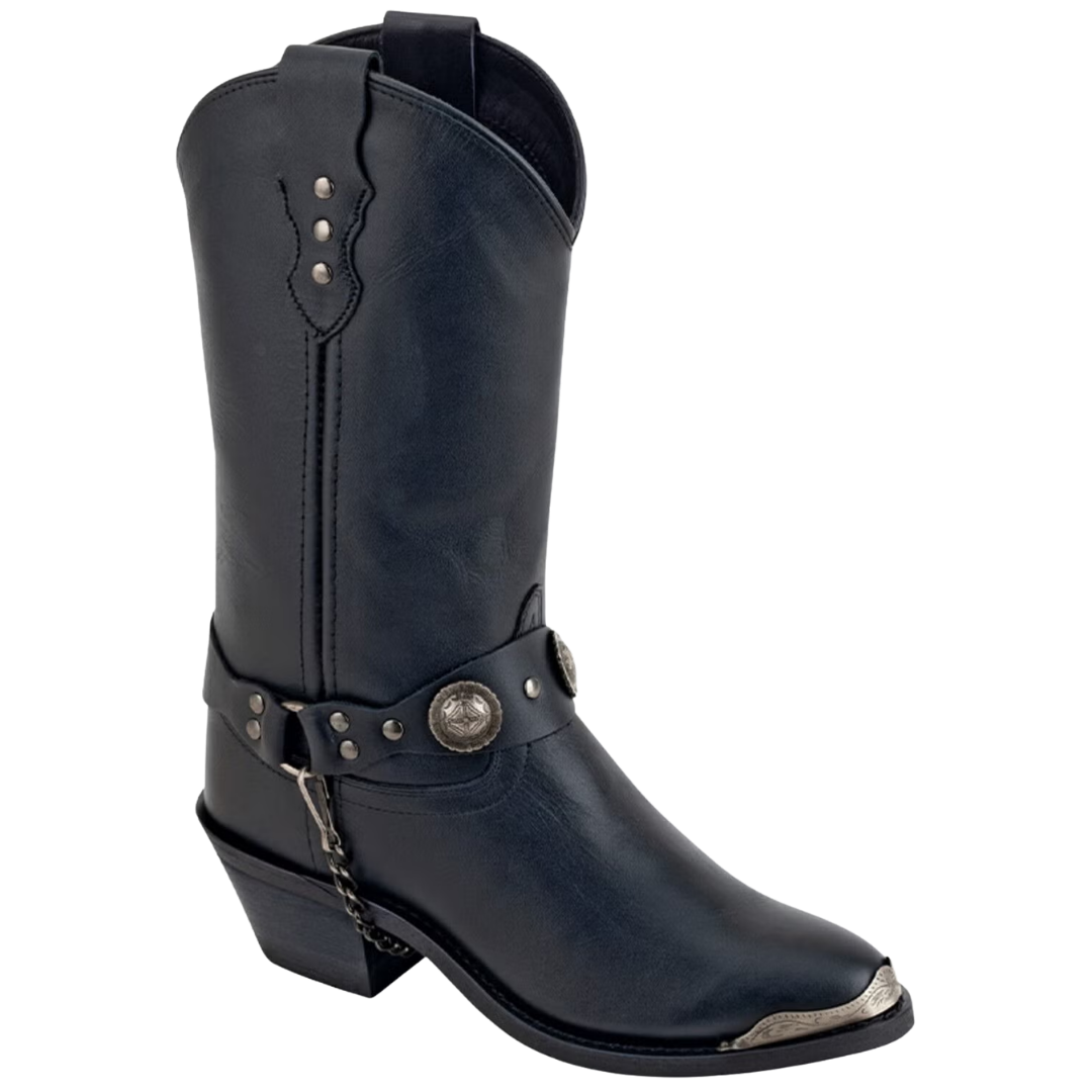 Old West by Jama Ladies Black Leather Fashion Harness Western Boot OW2055L