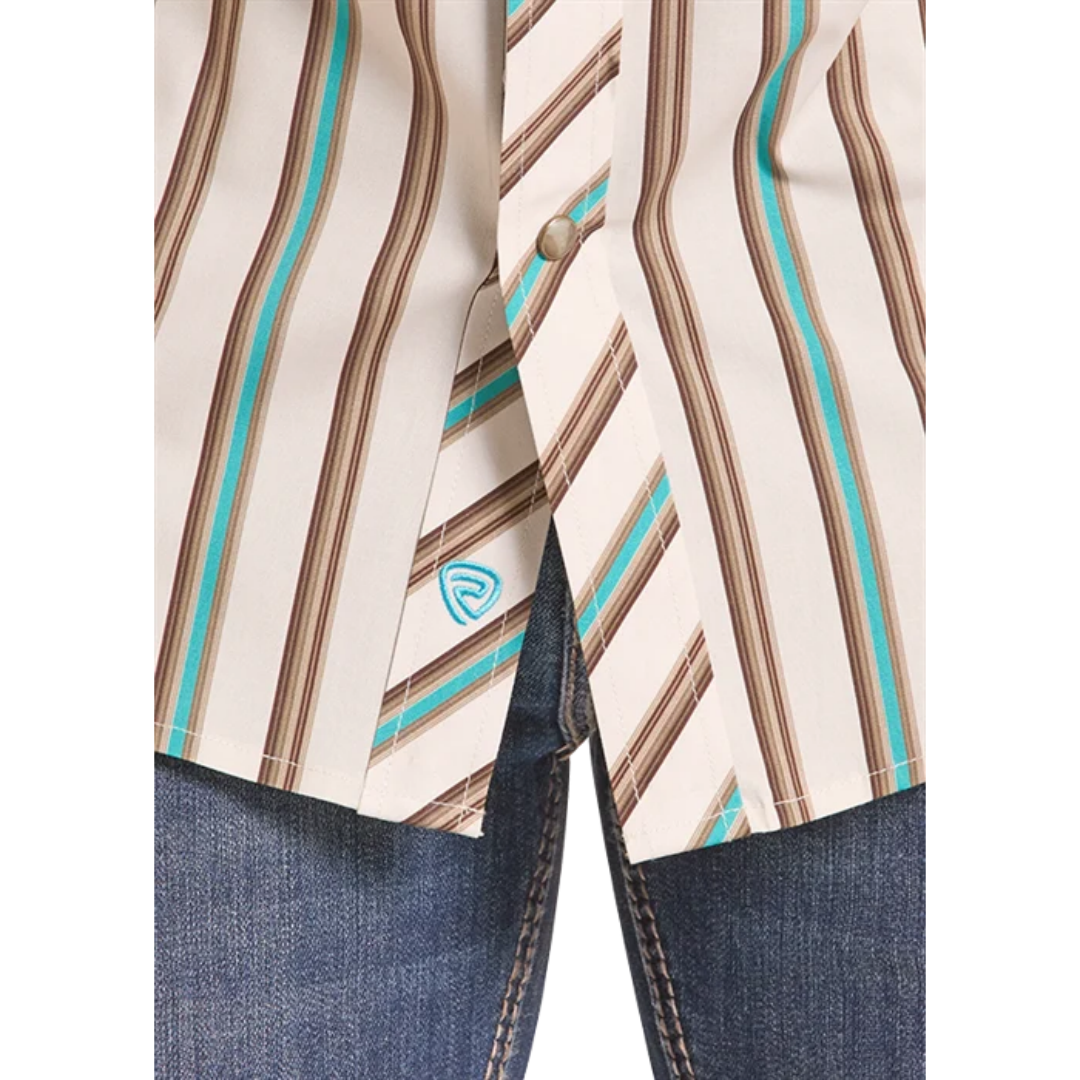 Rock & Roll Denim Mens Teal Striped Button Down BMN2S10109