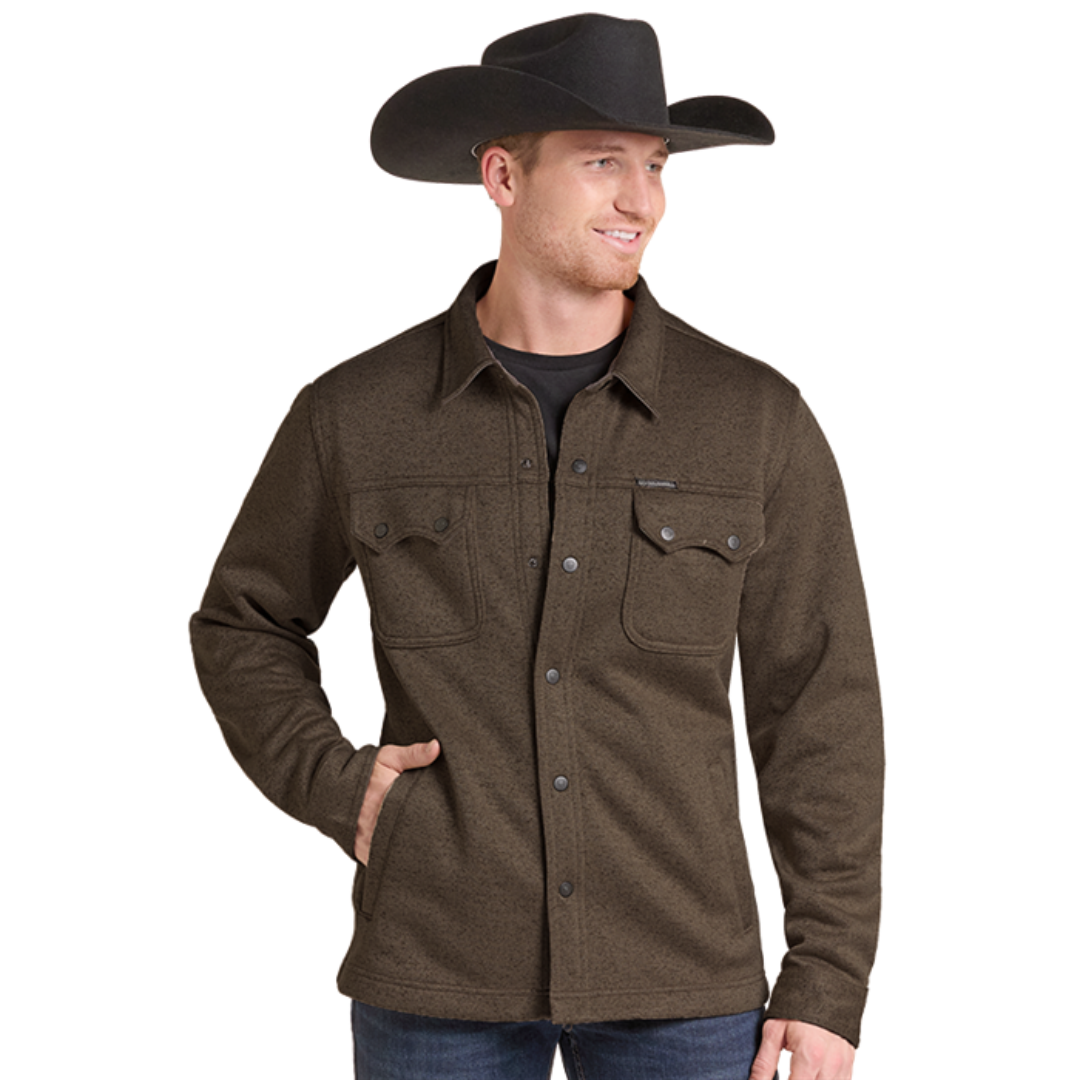 Rock & Roll Denim Men's Performance Dark Brown Melange Bonded Fleece Jacket BM92C09210