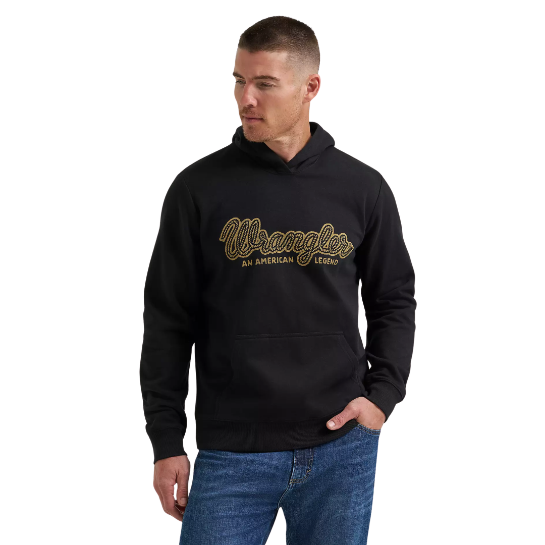 Wrangler Men's Western Black Beauty Ledge Pullover Hoodie 112383995