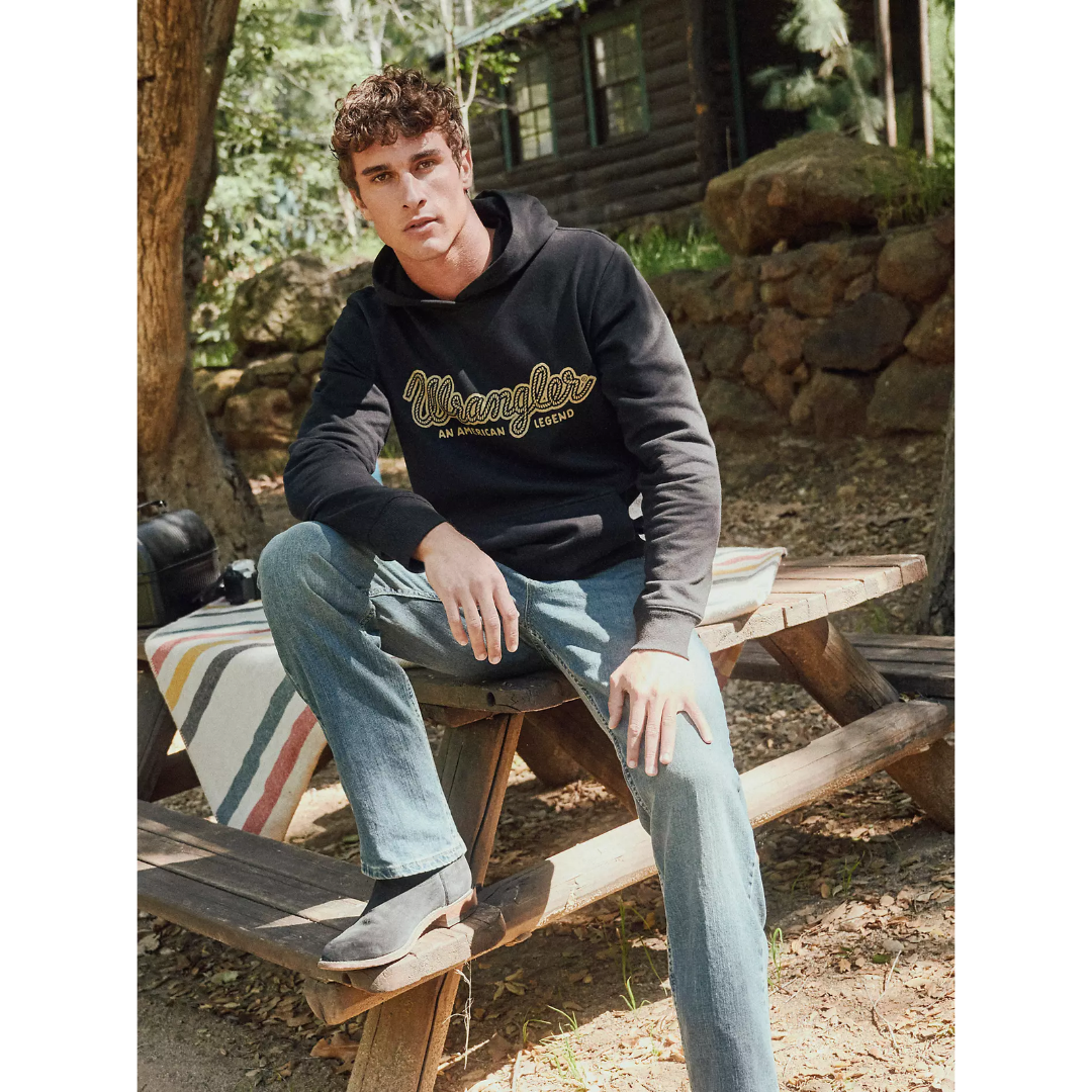 Wrangler Men's Western Black Beauty Ledge Pullover Hoodie 112383995