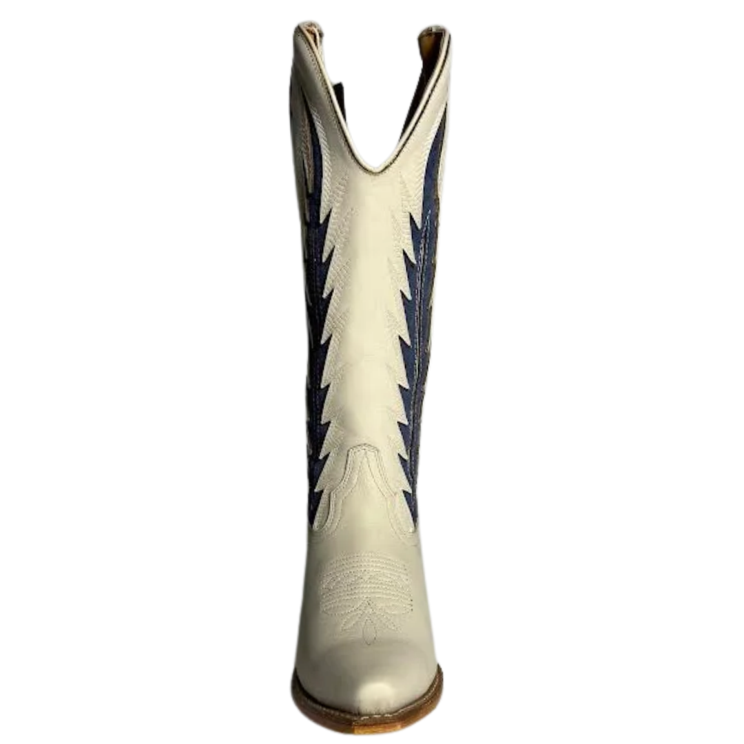 Wrangler Ladies Layla Ivory & Denim Leather Western Boot 71011130