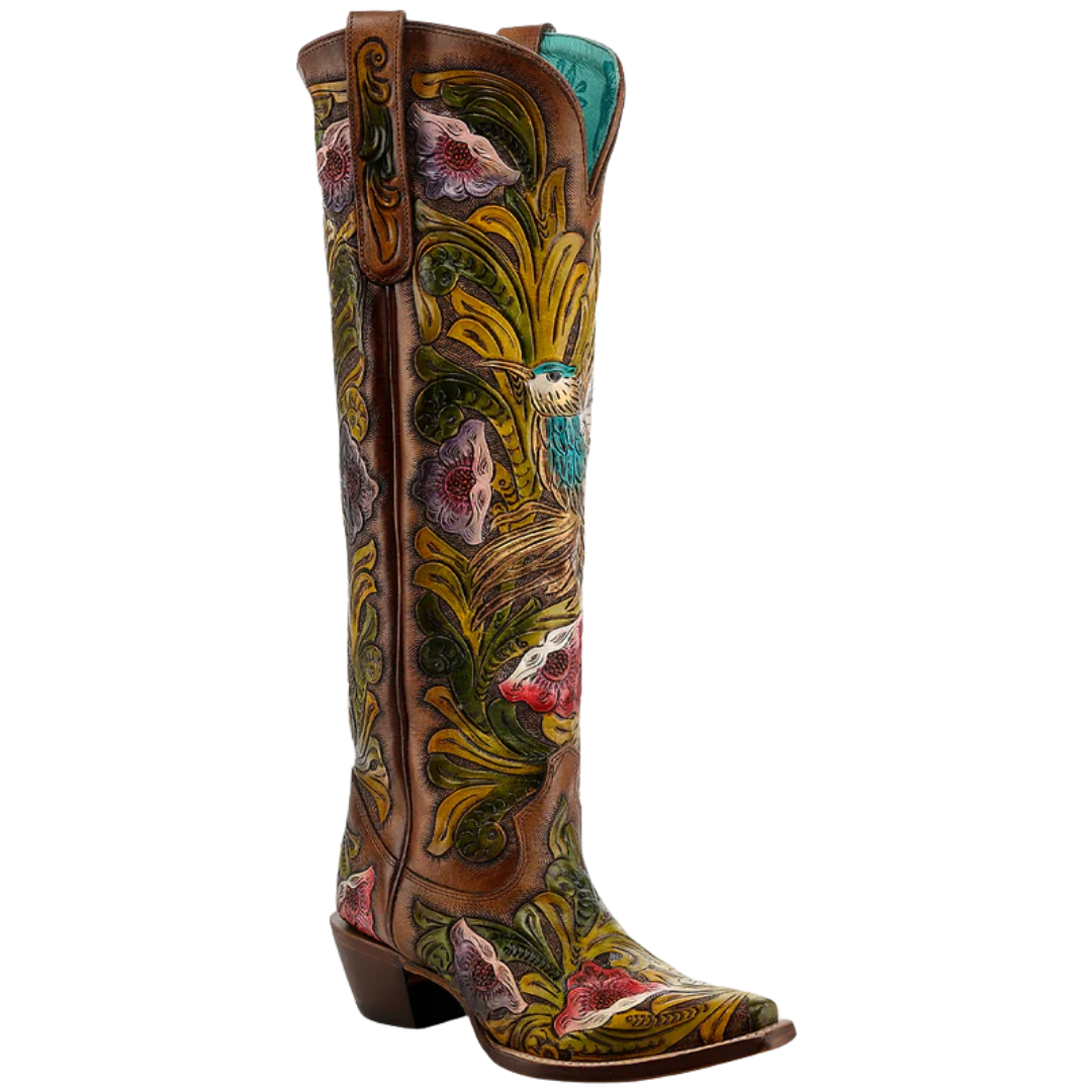 Corral Ladies Hand-painted & Handtooled Hummingbird Western Boot A4980