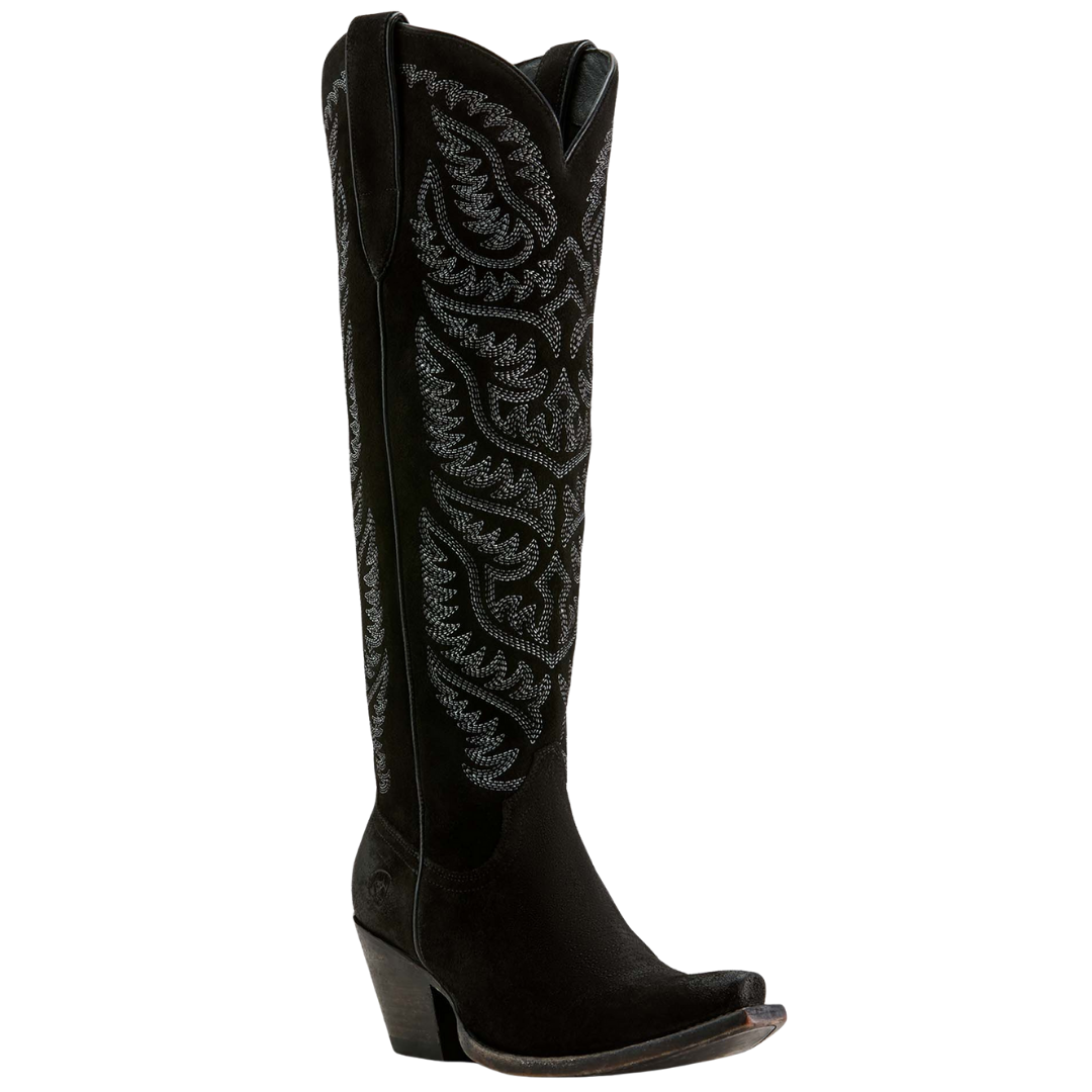 Ariat Ladies Laramie Distressed Black Suede X Toe Western Boots 10046988