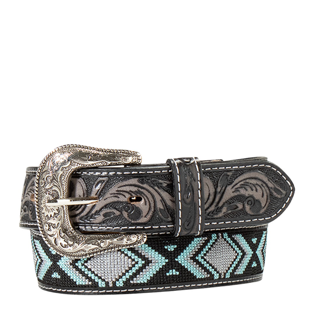 Ariat Men's Southwestern Embroidered Black & Blue Western Belt A1041388