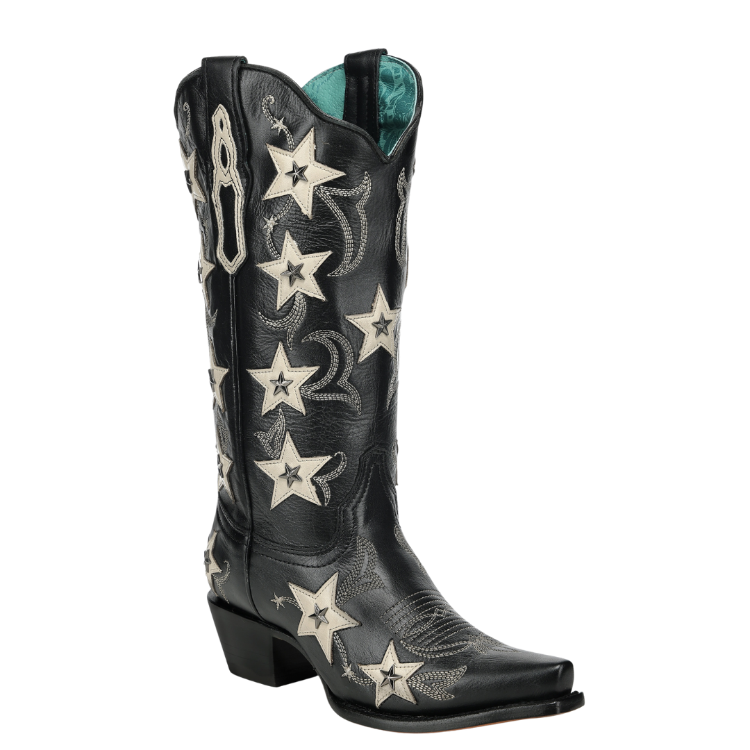 Corral Ladies Star Embroidered Graphic Black Western Boot Z5532
