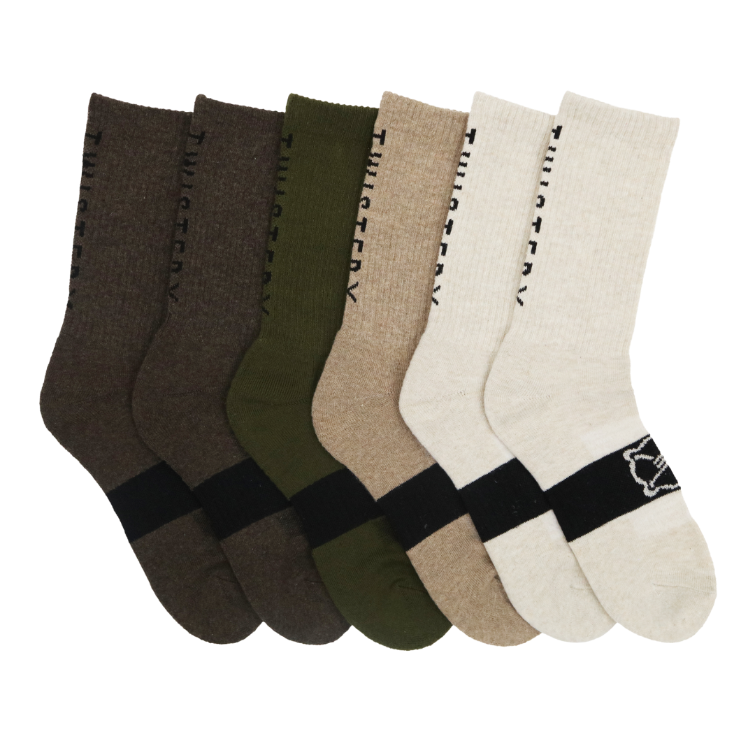 Twisted X Men's 6 Pack Everyday Brown HC Crew Socks TXMS538761C