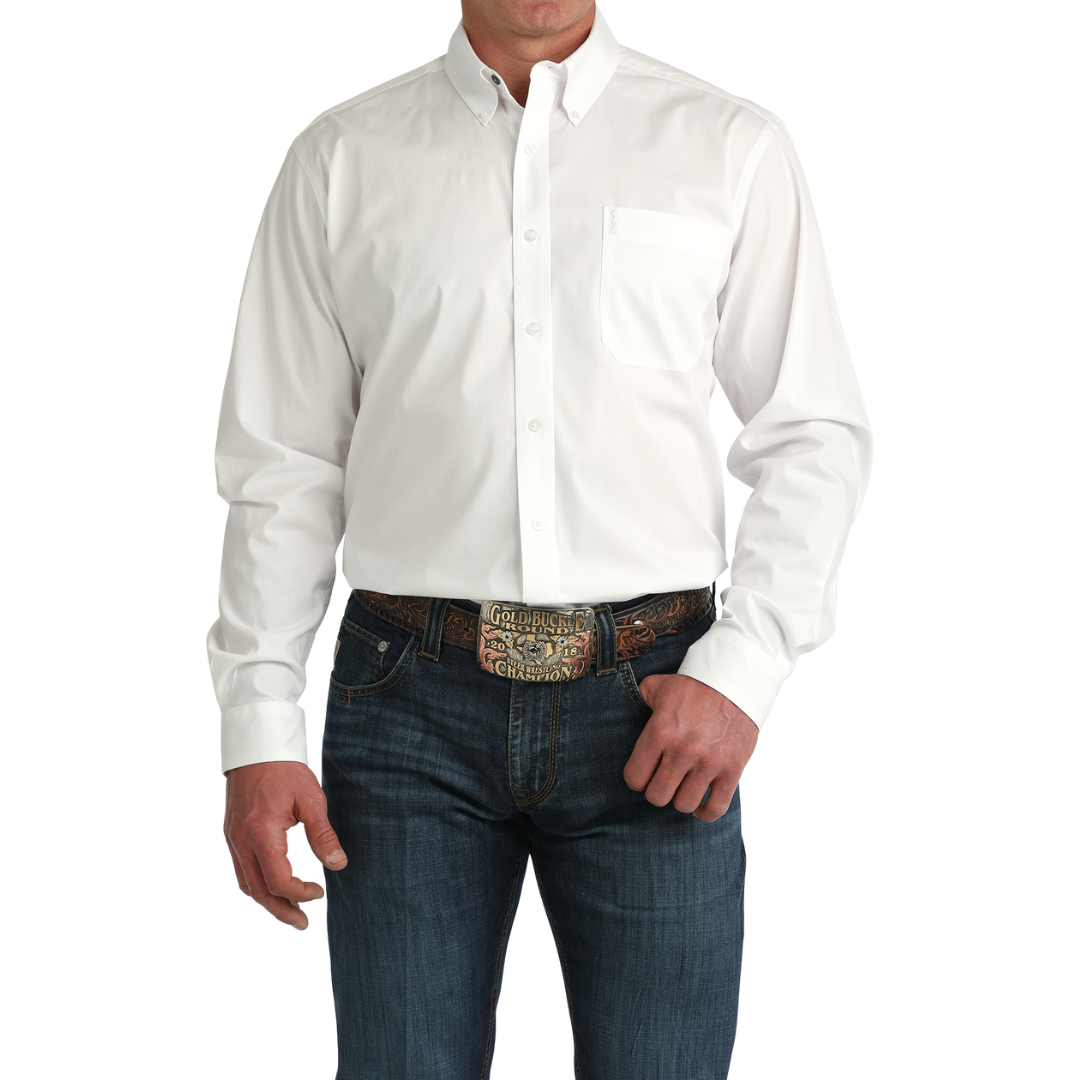 Cinch Men's Solid White Button Down Shirt MTW1347152