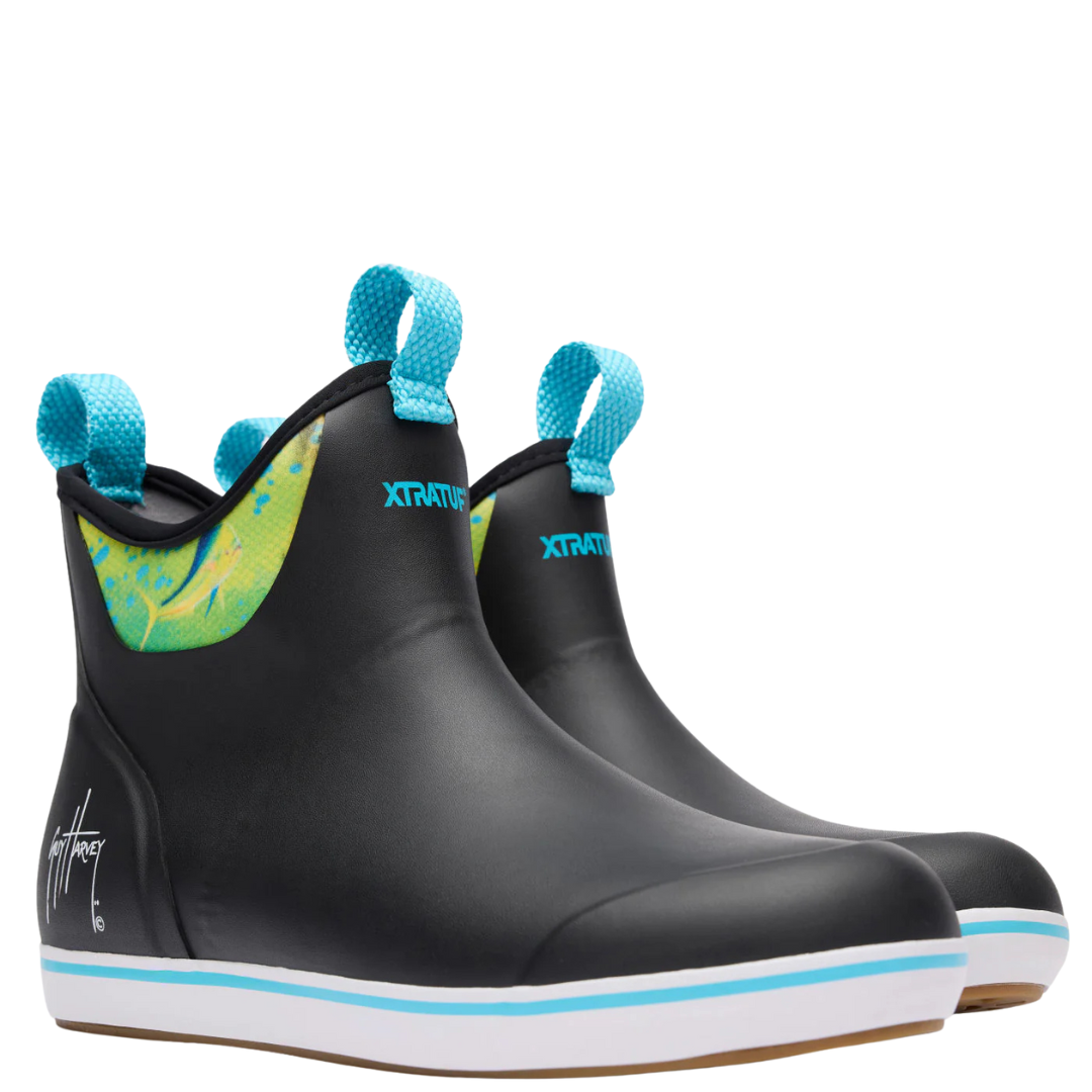 XTRATUF Men's Guy Harvey Graphic Black Ankle Deck Boot XMABGH00