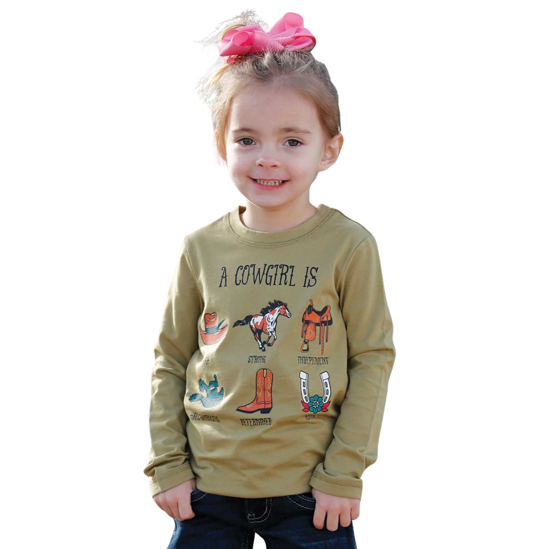 Cinch Toddler Girl's Green Cowgirl Traits Graphic T-Shirt CTK8860008
