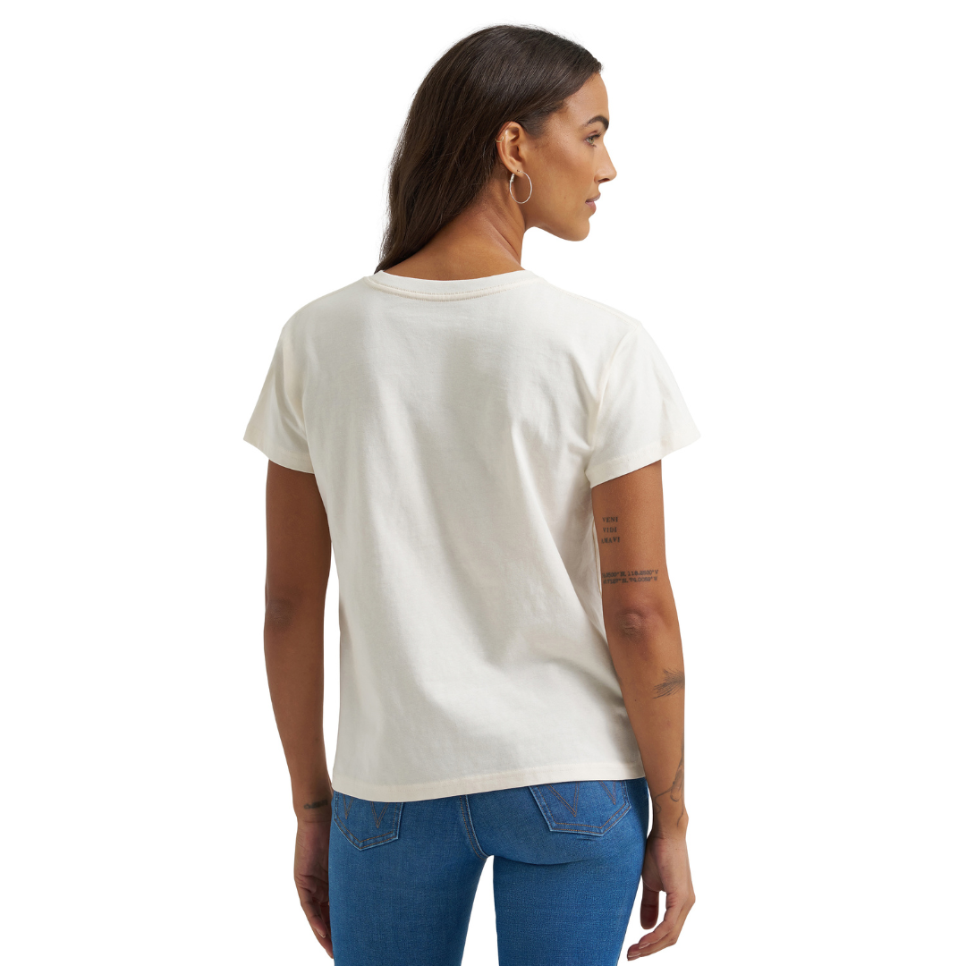 Wrangler Ladies Egret Retro Logo Print T-Shirt 112372985