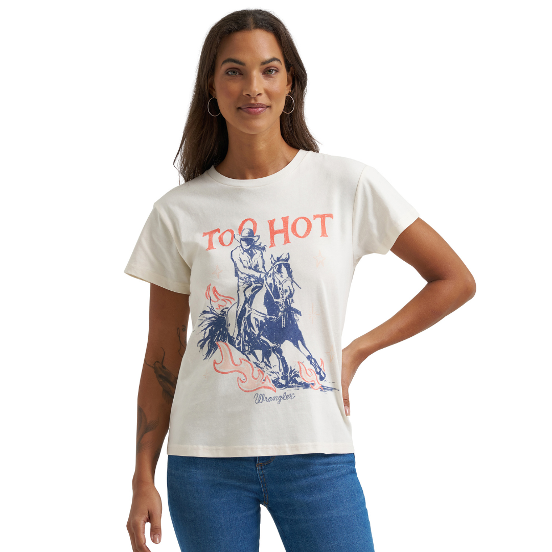 Wrangler Ladies Egret Retro Logo Print T-Shirt 112372985