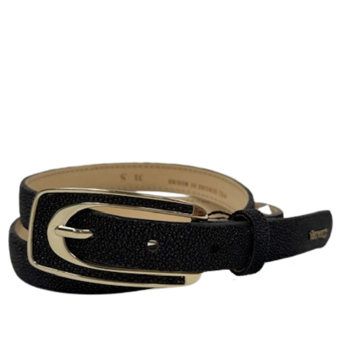 Cuadra Ladies Exotic Stingray Black Western Belt BC255