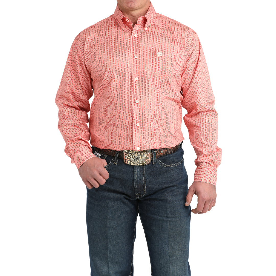 Cinch Men's Long Sleeve Red Button Down Shirt MTW1106040