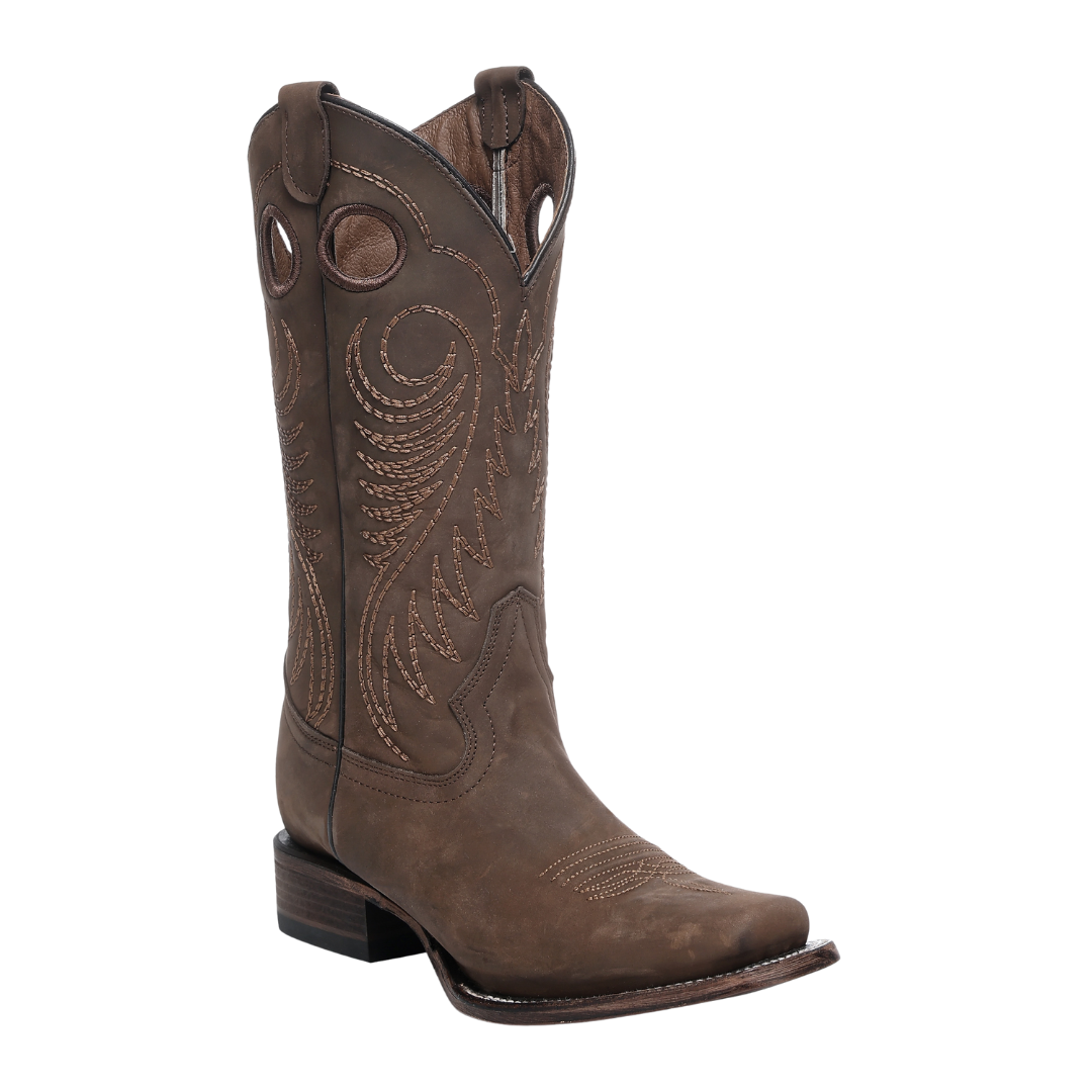 Circle G Ladies Embroidered Dark Brown Leather Western Boot L8030