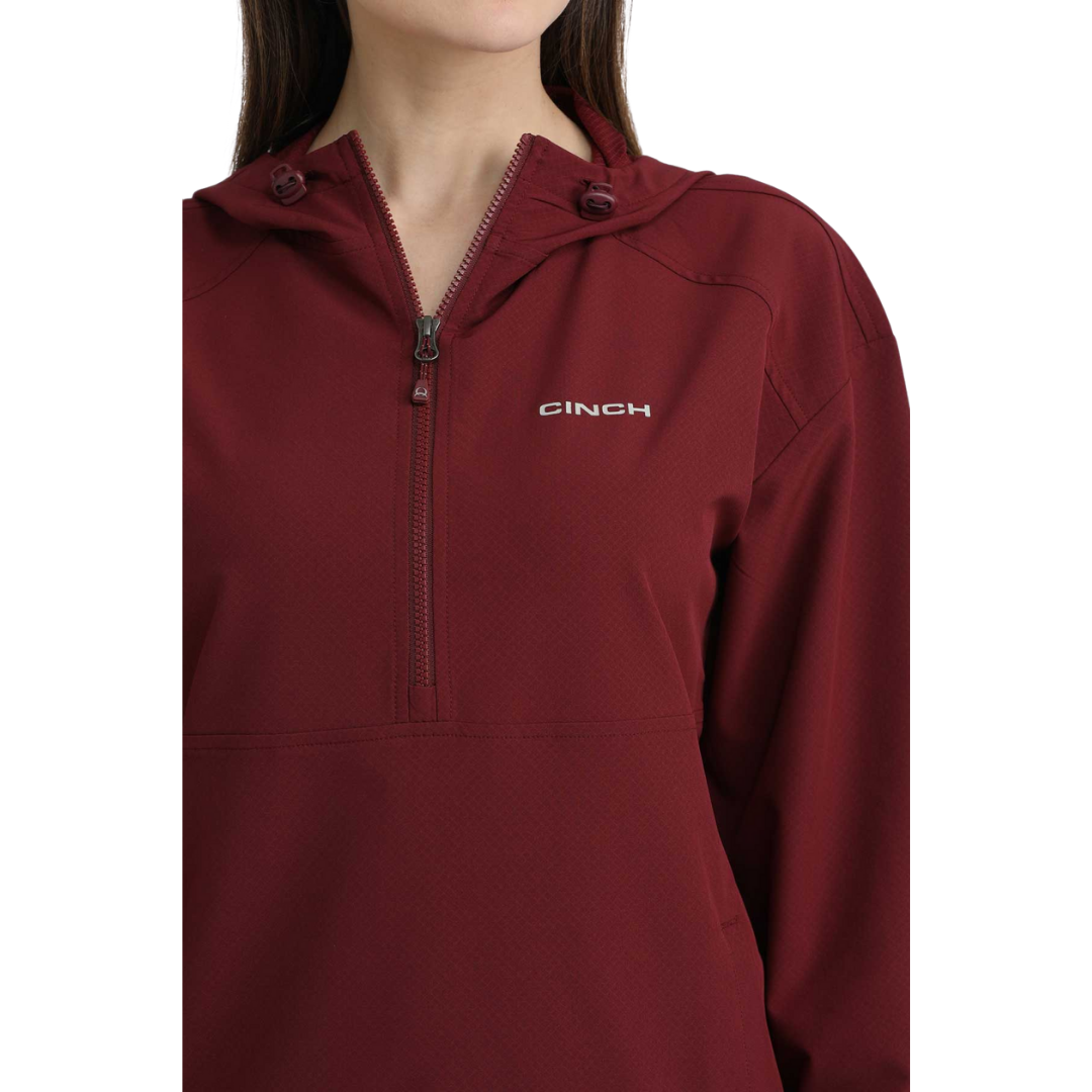 Cinch Ladies Burgundy Red 1/2 Zip Windbreaker Pullover MAK9813001