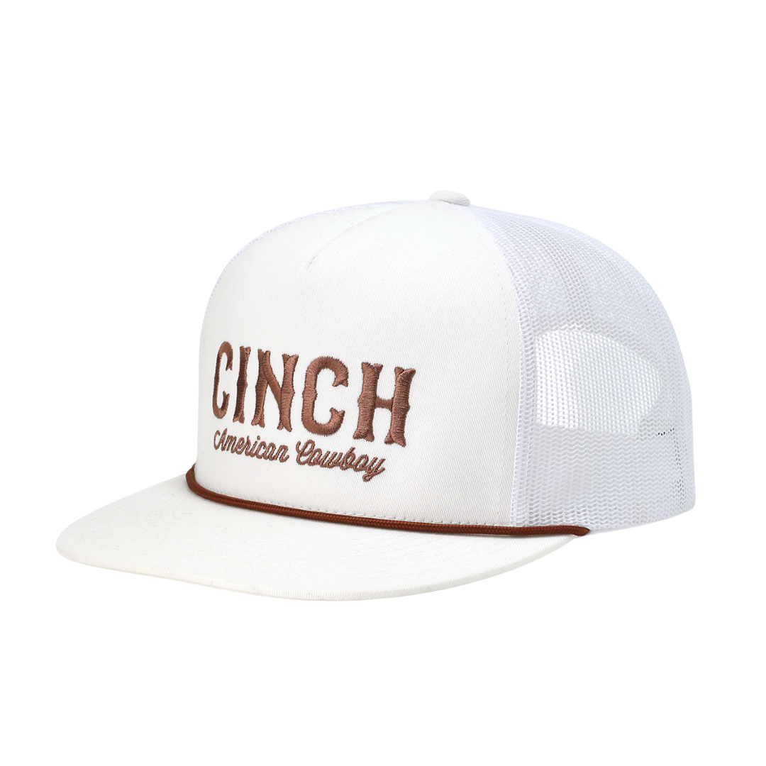 Cinch Men's White Embroidered Logo Trucker Cap MCC0600611