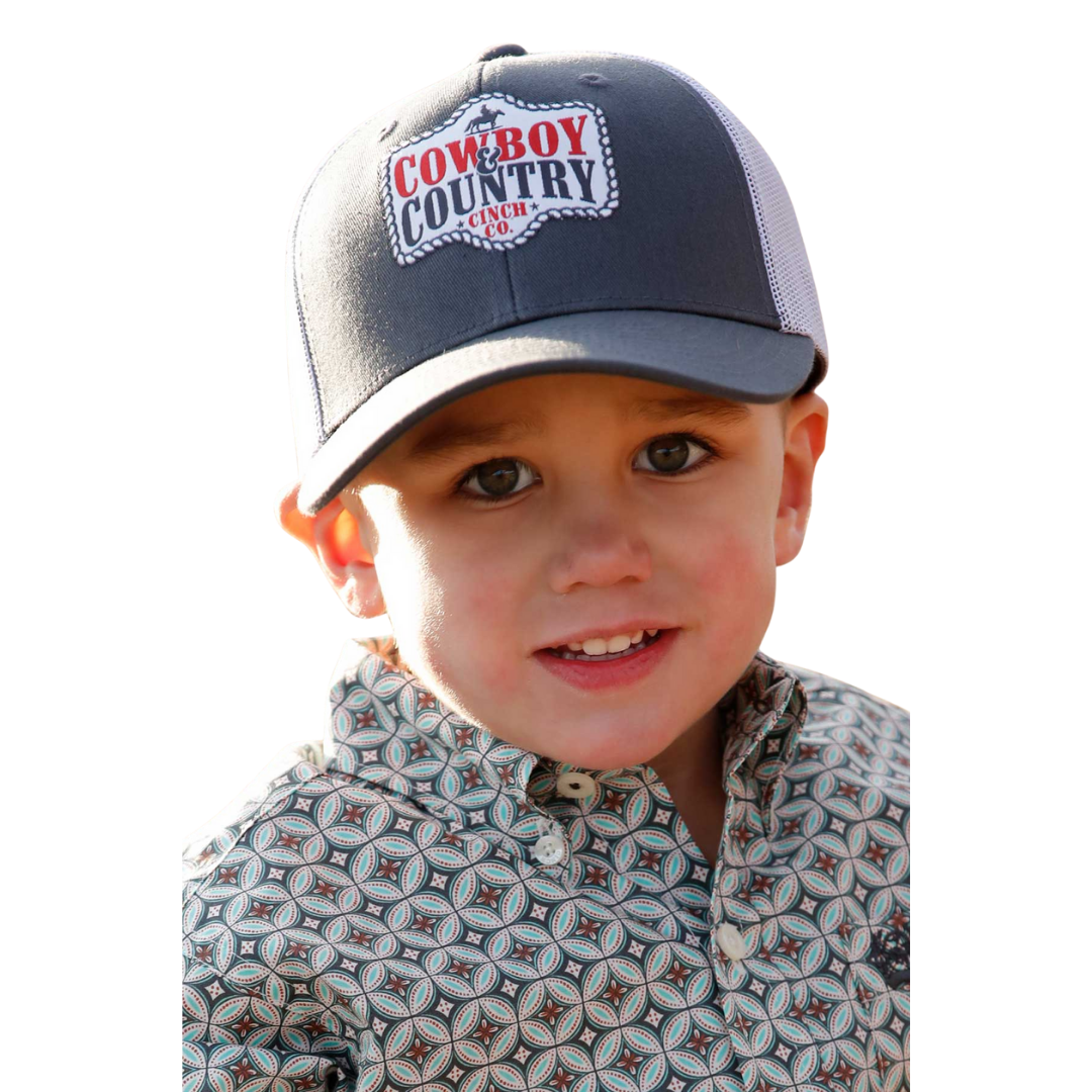 Cinch Youth Boy's Grey 'Cowboy Country' Trucker Cap MCC0606040