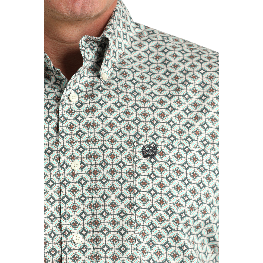Cinch Men's Cream Diamond Print Button Down Shirt MTW1106033